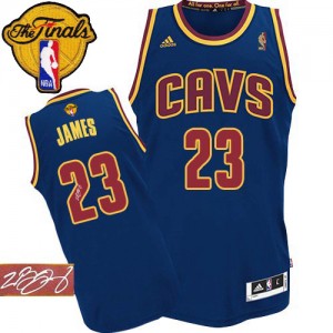 Maillot NBA Authentic LeBron James #23 Cleveland Cavaliers CavFanatic Autographed 2015 The Finals Patch Bleu marin - Homme