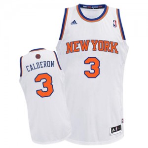 New York Knicks Jose Calderon #3 Home Swingman Maillot d'équipe de NBA - Blanc pour Homme