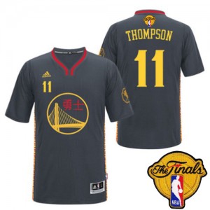 Golden State Warriors Klay Thompson #11 Slate Chinese New Year 2015 The Finals Patch Authentic Maillot d'équipe de NBA - Noir pour Homme