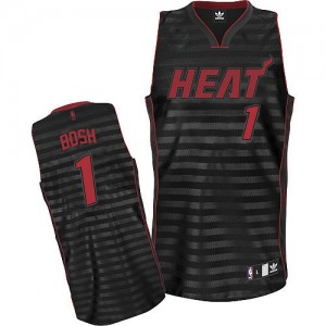 Maillot NBA Gris noir Chris Bosh #1 Miami Heat Groove Authentic Homme Adidas