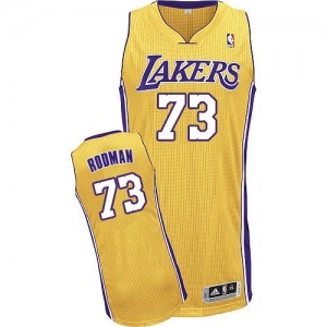 Maillot NBA Or Dennis Rodman #73 Los Angeles Lakers Home Authentic Homme Adidas
