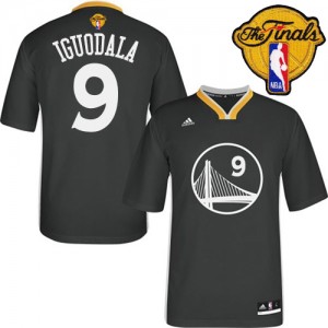 Maillot Authentic Golden State Warriors NBA Alternate 2015 The Finals Patch Noir - #9 Andre Iguodala - Homme