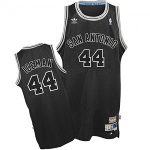 San Antonio Spurs #44 Adidas "Iceman" Nickname Noir Authentic Maillot d'équipe de NBA vente en ligne - George Gervin pour Homme