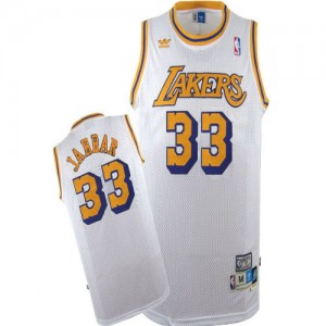 Los Angeles Lakers #33 Adidas Throwback Blanc Swingman Maillot d'équipe de NBA boutique en ligne - Kareem Abdul-Jabbar pour Homme