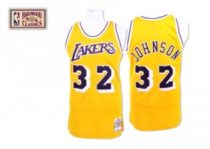 Maillot NBA Los Angeles Lakers #32 Magic Johnson Or Mitchell and Ness Swingman Throwback - Homme