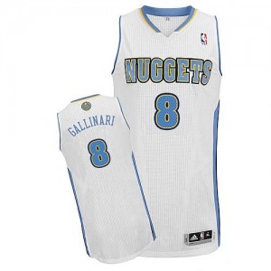 Maillot NBA Blanc Danilo Gallinari #8 Denver Nuggets Home Authentic Homme Adidas