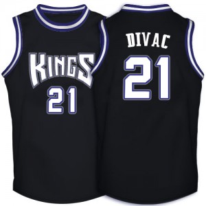 Maillot NBA Sacramento Kings #21 Vlade Divac Noir Adidas Authentic Throwback - Homme