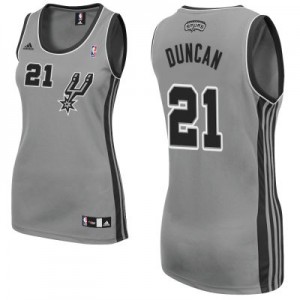 Maillot NBA Gris argenté Tim Duncan #21 San Antonio Spurs Alternate Swingman Femme Adidas