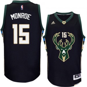 Milwaukee Bucks #15 Adidas Alternate Noir Authentic Maillot d'équipe de NBA pour pas cher - Greg Monroe pour Homme