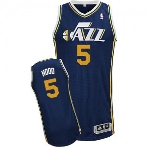 Maillot NBA Utah Jazz #5 Rodney Hood Bleu marin Adidas Authentic Road - Homme