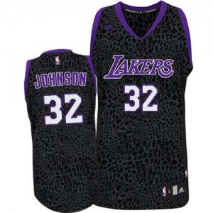 Maillot NBA Los Angeles Lakers #32 Magic Johnson Violet Adidas Authentic Crazy Light - Homme