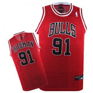 Maillot Authentic Chicago Bulls NBA Rouge - #91 Dennis Rodman - Homme
