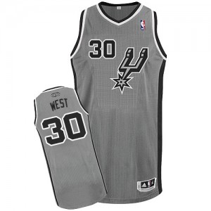 Maillot NBA San Antonio Spurs #30 David West Gris argenté Adidas Authentic Alternate - Homme