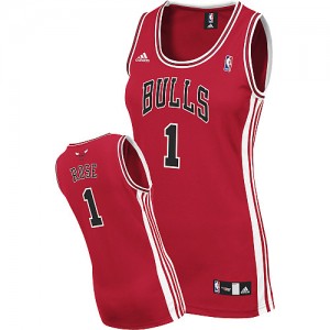 Chicago Bulls Derrick Rose #1 Road Swingman Maillot d'équipe de NBA - Rouge pour Femme