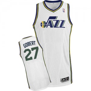 Utah Jazz #27 Adidas Home Blanc Authentic Maillot d'équipe de NBA pas cher - Rudy Gobert pour Homme
