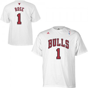Chicago Bulls #1 Adidas Game Time Blanc Tee-Shirt d'équipe de NBA en vente en ligne - Derrick Rose pour Homme