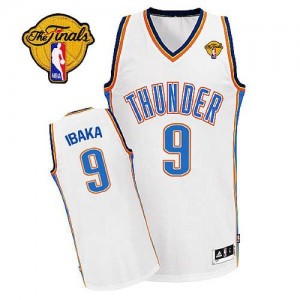 Maillot NBA Authentic Serge Ibaka #9 Oklahoma City Thunder Home Finals Patch Blanc - Homme