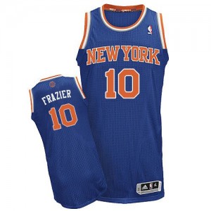 Maillot NBA New York Knicks #10 Walt Frazier Bleu royal Adidas Authentic Road - Homme