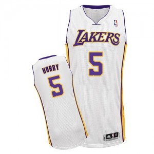 Maillot NBA Los Angeles Lakers #5 Robert Horry Blanc Adidas Authentic Alternate - Homme