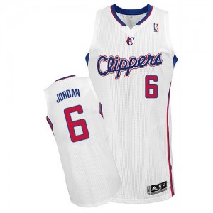 Los Angeles Clippers #6 Adidas Home Blanc Authentic Maillot d'équipe de NBA Promotions - DeAndre Jordan pour Homme