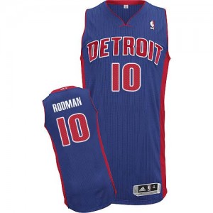 Detroit Pistons Dennis Rodman #10 Road Authentic Maillot d'équipe de NBA - Bleu royal pour Homme
