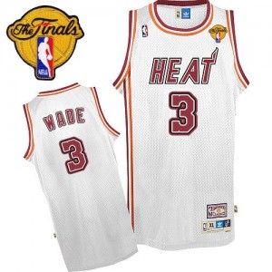 Maillot Adidas Blanc Throwback Finals Patch Authentic Miami Heat - Dwyane Wade #3 - Homme