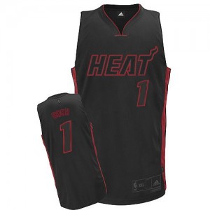 Miami Heat Chris Bosh #1 Authentic Maillot d'équipe de NBA - Noir noir / Rouge pour Homme