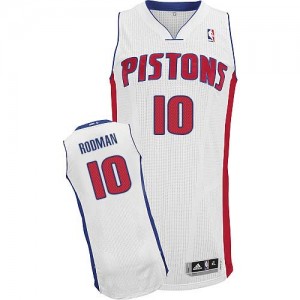 Maillot NBA Authentic Dennis Rodman #10 Detroit Pistons Home Blanc - Homme