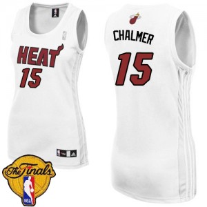 Maillot NBA Miami Heat #15 Mario Chalmer Blanc Adidas Swingman Home Finals Patch - Femme