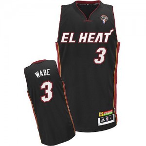 Maillot NBA Miami Heat #3 Dwyane Wade Noir Adidas Authentic Latin Nights - Homme