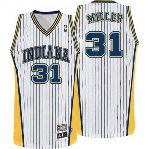 Maillot NBA Indiana Pacers #31 Reggie Miller Blanc Mitchell and Ness Swingman Throwback - Homme