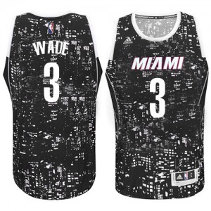 Maillot NBA Noir Dwyane Wade #3 Miami Heat City Light Authentic Homme Adidas