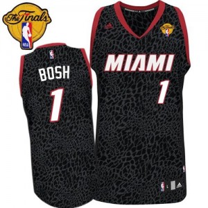 Maillot NBA Authentic Chris Bosh #1 Miami Heat Crazy Light Finals Patch Noir - Homme