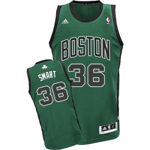 Maillot NBA Boston Celtics #36 Marcus Smart Vert (No. noir) Adidas Swingman Alternate - Homme