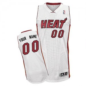 Maillot NBA Miami Heat Personnalisé Authentic Blanc Adidas Home - Enfants