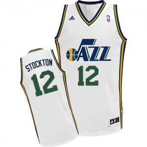 Maillot Adidas Blanc Home Swingman Utah Jazz - John Stockton #12 - Homme
