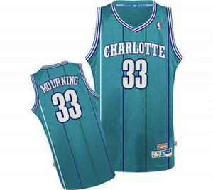 Charlotte Hornets #33 Adidas Throwback Bleu clair Authentic Maillot d'équipe de NBA Remise - Alonzo Mourning pour Homme