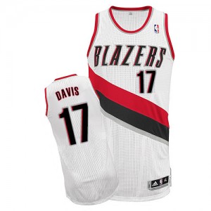 Maillot NBA Portland Trail Blazers #17 Ed Davis Blanc Adidas Authentic Home - Homme