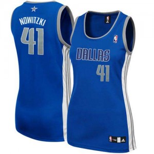 Maillot NBA Dallas Mavericks #41 Dirk Nowitzki Bleu marin Adidas Authentic Alternate - Femme
