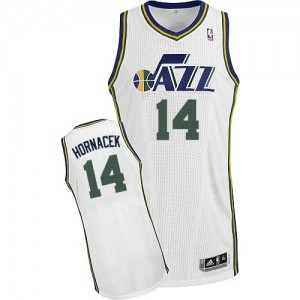 Maillot NBA Blanc Jeff Hornacek #14 Utah Jazz Home Authentic Homme Adidas