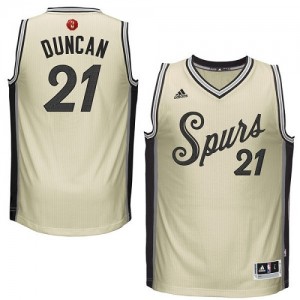San Antonio Spurs #21 Adidas 2015-16 Christmas Day Crème Swingman Maillot d'équipe de NBA vente en ligne - Tim Duncan pour Homme