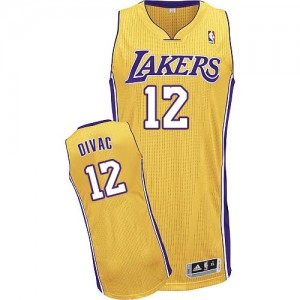 Maillot NBA Los Angeles Lakers #12 Vlade Divac Or Adidas Authentic Home - Homme