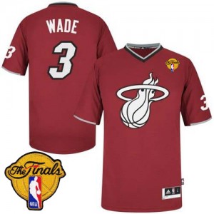 Maillot NBA Miami Heat #3 Dwyane Wade Rouge Adidas Authentic 2013 Christmas Day Finals Patch - Homme