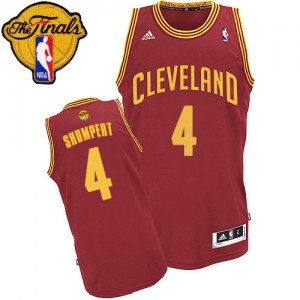 Maillot NBA Vin Rouge Iman Shumpert #4 Cleveland Cavaliers Road 2015 The Finals Patch Swingman Homme Adidas