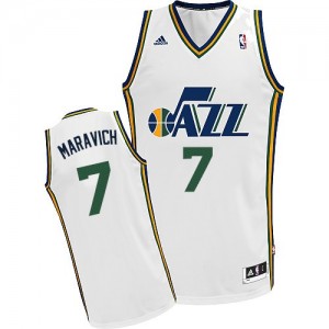 Utah Jazz #7 Adidas Home Blanc Swingman Maillot d'équipe de NBA Promotions - Pete Maravich pour Homme
