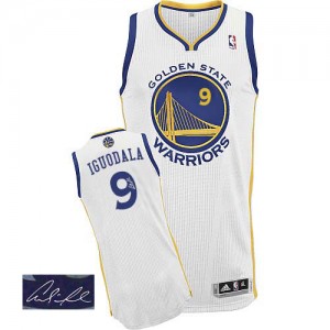 Maillot NBA Blanc Andre Iguodala #9 Golden State Warriors Home Autographed Authentic Homme Adidas
