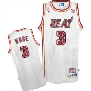 Maillot NBA Blanc Dwyane Wade #3 Miami Heat Throwback Authentic Homme Adidas