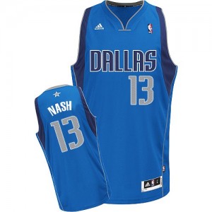 Maillot NBA Dallas Mavericks #13 Steve Nash Bleu royal Adidas Swingman Road - Homme