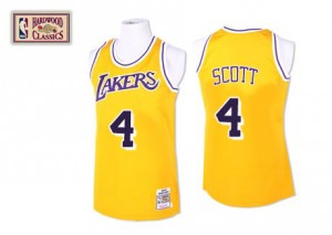 Los Angeles Lakers #4 Mitchell and Ness Throwback Or Authentic Maillot d'équipe de NBA la meilleure qualité - Byron Scott pour Homme