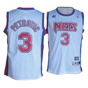 Maillot NBA Authentic Drazen Petrovic #3 Brooklyn Nets Throwback Blanc - Homme